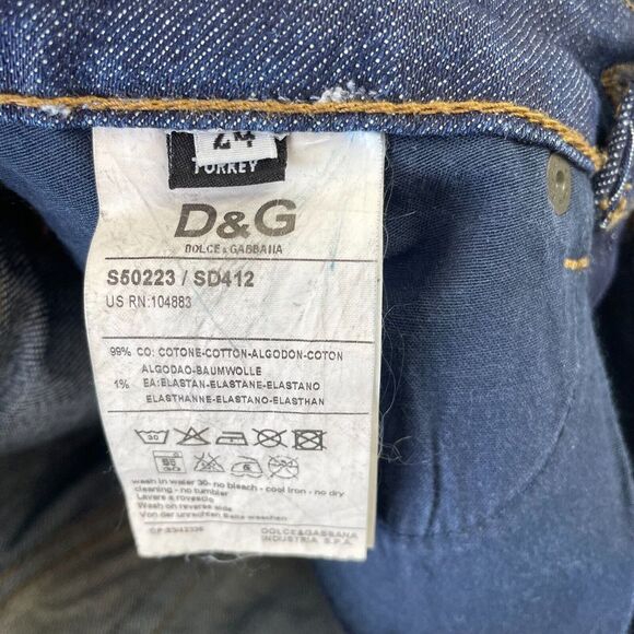 Dolce & Gabbana D&G Jeans Women 24 Blue Cute Slim Straight Back Logo Designer‎ - Picture 8 of 15